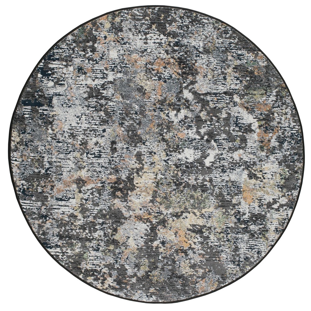 Canyon Abstract Modern Circle Rugs 52023 3535 in Black